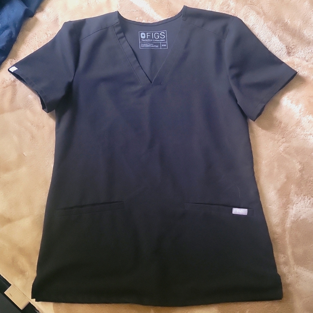 FIGS Black Casma Scrub Top XXS